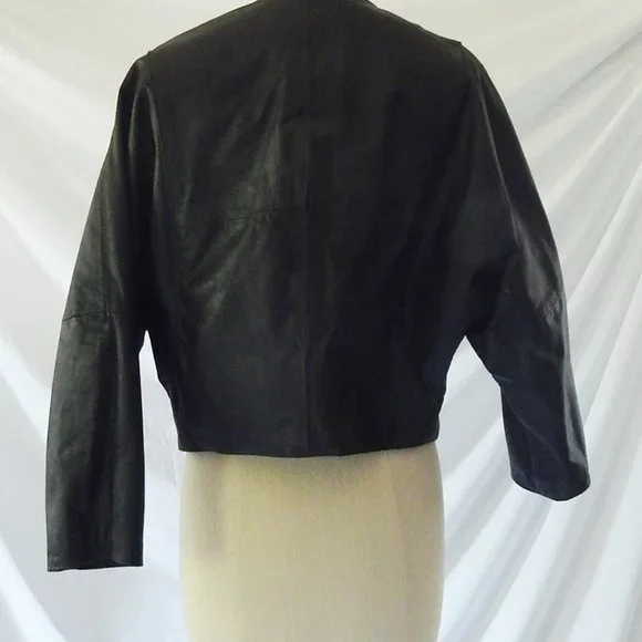 SALE Vintage black leather jacket Unisex XS - Picture 3 of 6
